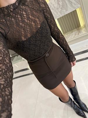 Kahve Dantel Bluz-1013