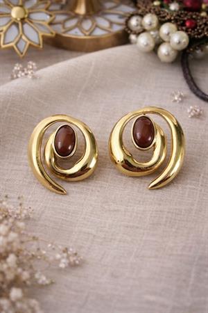 Kahve Fiona Gold Küpe