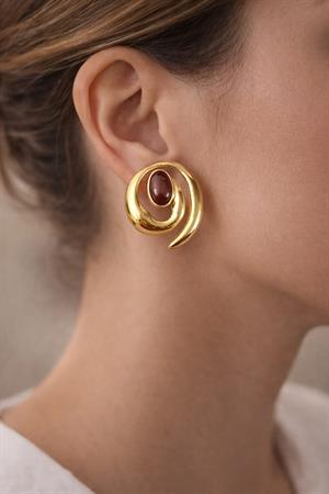 Kahve Fiona Gold Küpe