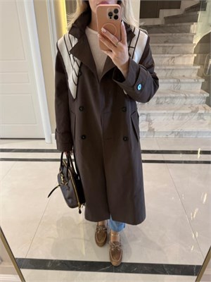 Kahve Fularlı Uzun Trençkot - 7535