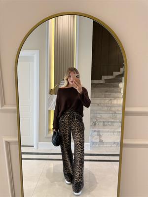 Kahve Kayık Yaka Basic Triko Kazak- 10804