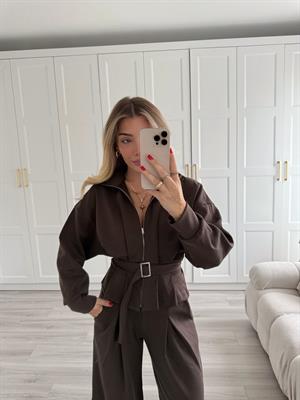 Kahve Kemerli Modal Kumaş İkili Takım