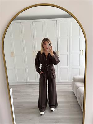Kahve Kemerli Modal Kumaş İkili Takım