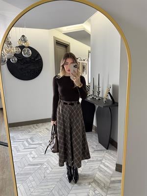 Kahve Kemerli Salaş Etek-37057