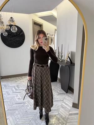 Kahve Kemerli Salaş Etek-37057