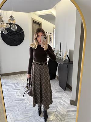 Kahve Kemerli Salaş Etek-37057