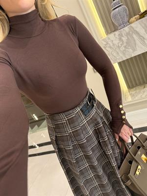 Kahve Kolu Çıtçıtlı Bluz-1075