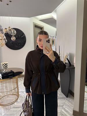 Kahve-Lacivert Garnili Şeritli Spor Takım-37060