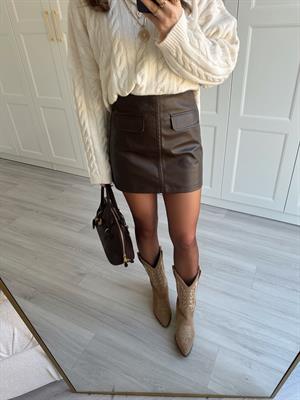 Kahve Rengi  Cepli Deri Etek 
