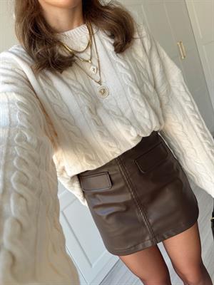 Kahve Rengi  Cepli Deri Etek 