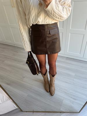 Kahve Rengi  Cepli Deri Etek 