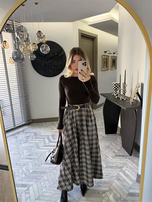 Kahve Rengi  Kemerli Etek-37193