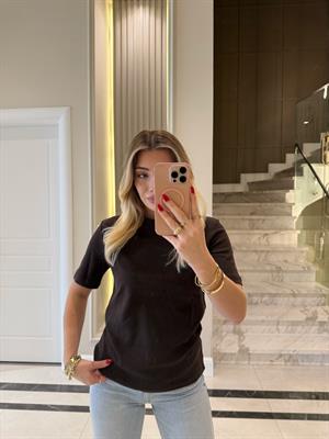 Kahve Rengi Massı Kısa Kollu Basic Tişört