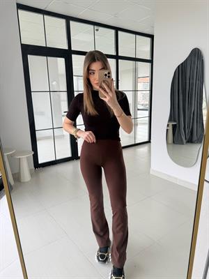 Kahve Rengi Orj Marka İspanyol Paçalı Tayt