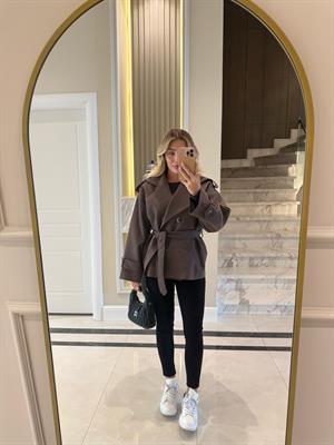 Kahve Rengi Oversize Trençkot-9592