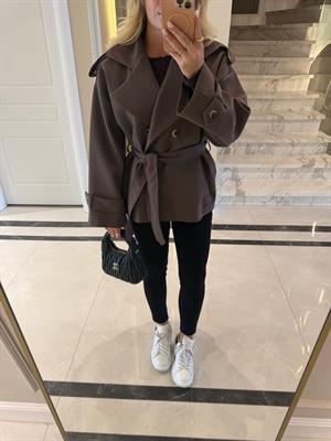 Kahve Rengi Oversize Trençkot-9592