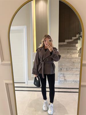 Kahve Rengi Oversize Trençkot-9592