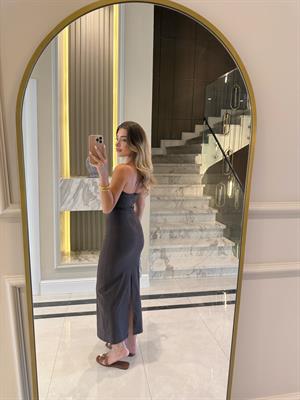 Kahve Rengi Straplez Midi Boy Elbise-91368