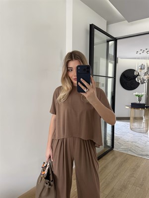 Kahve Tişört Pantolon İkili Takım-51149