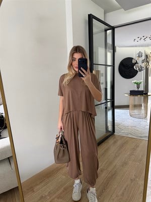 Kahve Tişört Pantolon İkili Takım-51149
