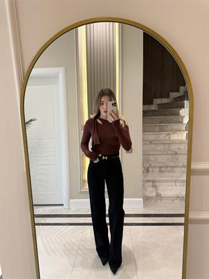 Kahve Uzun Kollu Bluz-1084