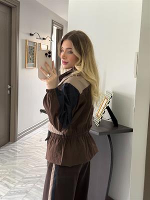 Kahve -Vizon Trenç Detaylı Spor Takım-37063