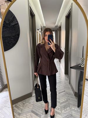 Kahverengi Dört Düğmeli Gömlek-3242