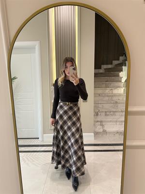 Kahverengi Ekose Etek-5229