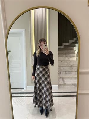 Kahverengi Ekose Etek-5229