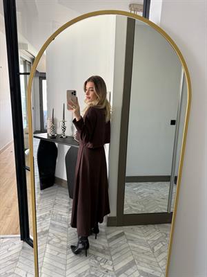 Kahverengi Elbiseli Modal Kumaş İkili Takım-4064