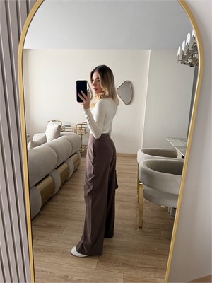 Kahverengi Geniş Pilili Palazzo Pantolon - 51313
