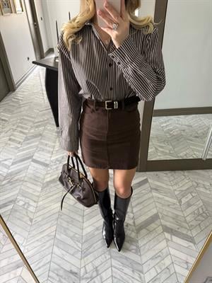 Kahverengi Kemerli Etek-37073