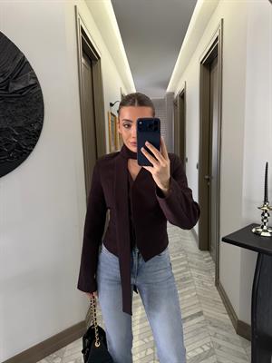 Kahverengi Oturtmalı Kısa Ceket-85175