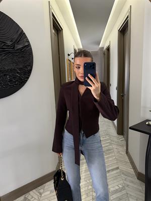 Kahverengi Oturtmalı Kısa Ceket-85175