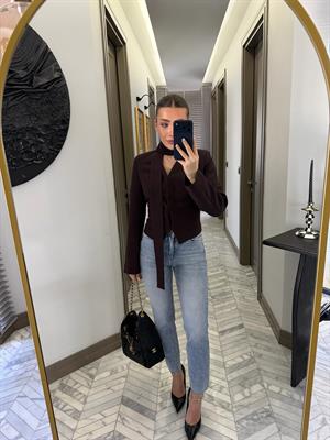 Kahverengi Oturtmalı Kısa Ceket-85175