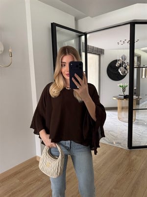 Kahverengi Pelerin Bluz-5044