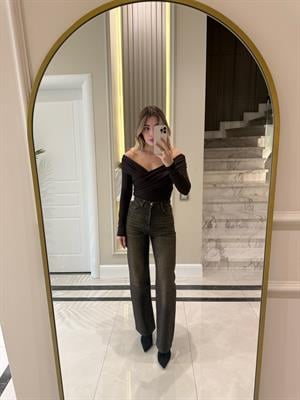 Kahverengi Taşlı Premium Jean 