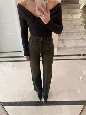 Kahverengi Taşlı Premium Jean 