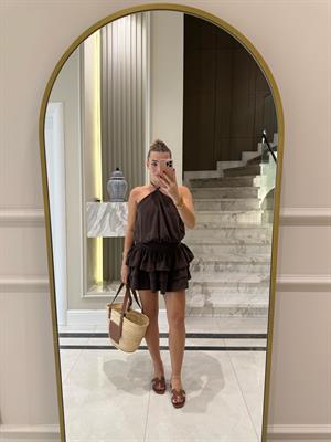 Kahverengi Verviers Mini Elbise 