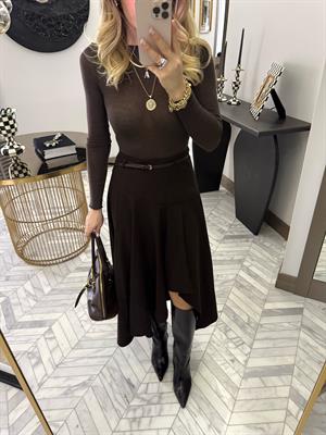 Kahverengi Volanlı Etek-37107