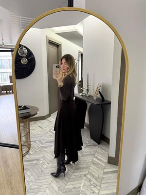 Kahverengi Volanlı Etek-37107