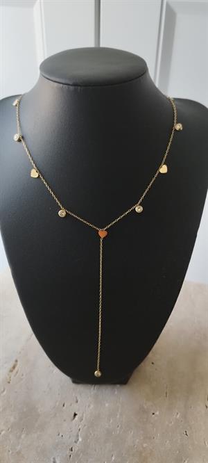 Kalpli Taşlı Dekolte Kolye