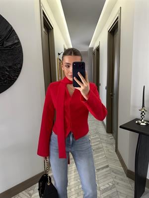 Kırmızı Oturtmalı Kısa Ceket-85175