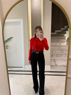 Kırmızı Uzun Kollu Bluz-1084