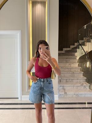 Koyu Fuşya Halter Yaka Top -31753