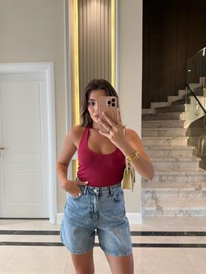 Koyu Fuşya Halter Yaka Top -31753