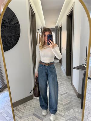 Koyu İndigo Baggy Jean 