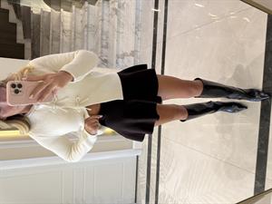 Koyu Kahve Beli Lastikl Volanlı Triko Etek -80120