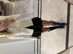 Koyu Kahve Beli Lastikl Volanlı Triko Etek -80120