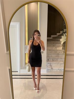 Koyu Kahve Halter Yaka Mini Elbise-91508